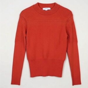 Carven Red Textured Knit Mock Neck Sweater Small XS